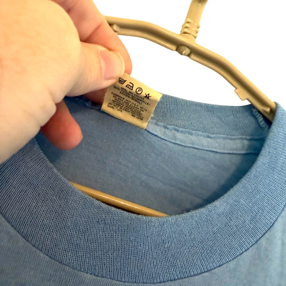 VTG 80s Screen Stars Dont Worry Be Happy T-Shirt Blue XL Fit M Single Stitch USA - Picture 4 of 10